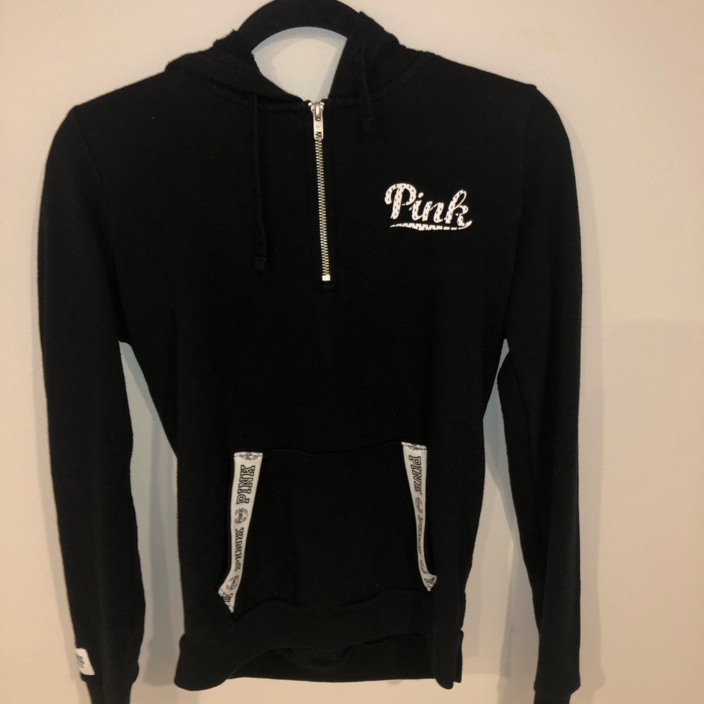 PINK black 1/4 zip hoodie